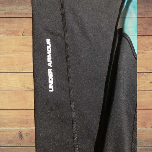 Under Armour black workout pants with blue design - Picture 4 of 6